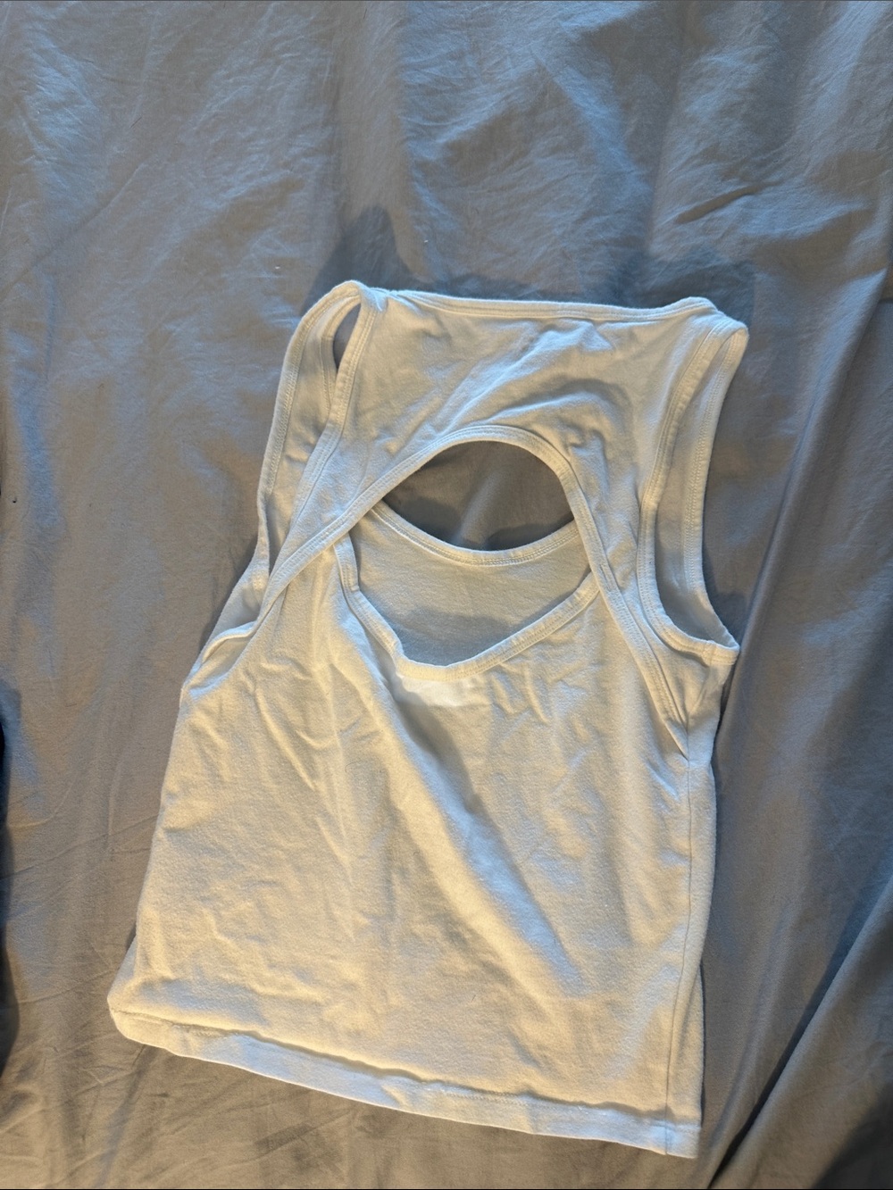 American Eagle White Ribbed Racerback Tank Top - Picture 3 of 3